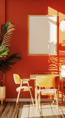 Fototapeta premium retro room, living room, dining room wall poster mockup