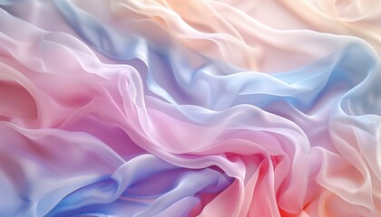 Obraz premium Soft Pastel Colored Silk Fabric in Gentle Flowing Waves Background.