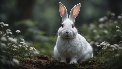 Fototapeta premium white rabbit in the woods