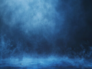 Fototapeta premium Fog in the darkness, abstract dark blue background for display