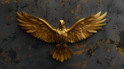 Black and golden eagle on grunge wall background. Generative AI
