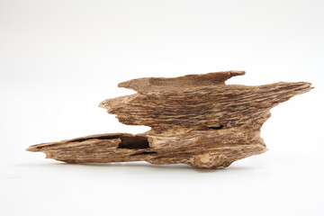 Solid piece of agarwood (Oud) isolated on white background
