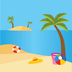 summer beach illustration Vector Art