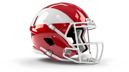 Fototapeta premium Dynamic Football Helmet Clipart in Red and White Isolated on White Background