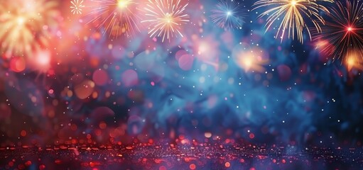 Fototapeta premium Colorful Fireworks Display Against Night Sky