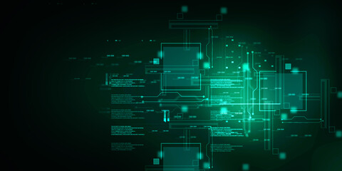 2d illustration Abstract futuristic electronic circuit technology background