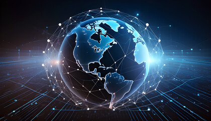 Obraz premium Abstract technology background of high speed global data transfer, ultra fast broadband