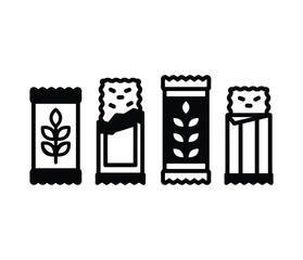 granola bar snack food meal icons vector design black white color simple illustration sets
