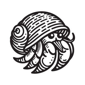 recommend clip art: Line art of hermit crab logo vector