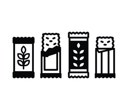 granola bar snack food meal icons vector design black white color simple illustration sets