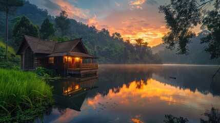 Fototapeta premium Traditional house with fresh view