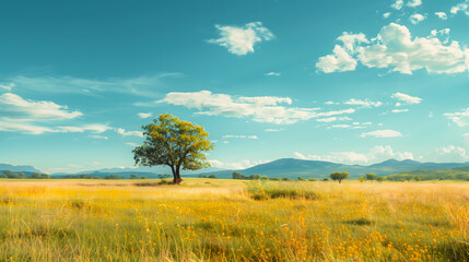 Golden Fields Under Blue Skies