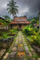 Fototapeta premium Traditional house with fresh view