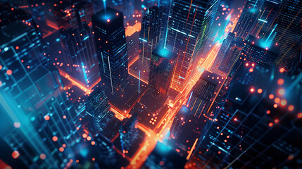 仮想空間のイメージ、高層ビル