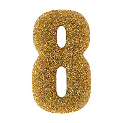 Gold Glitter 3D Number 8