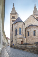 Basilica of St. George within the Prague Castle complex, Prague, Czech Republic, Europe.
