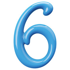 Blue 3D Number 6