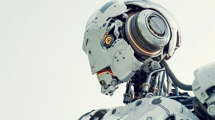 ロボットの横顔の3DCG。先進的な未来の風景	
