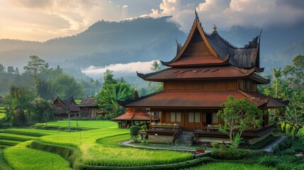 Obraz premium Traditional house with fresh view