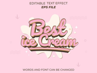 best ice cream text effect, font editable, typography, 3d text for food industry. vector template