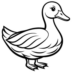Cute Cartoon Duck silhouette art vector illustration design for kids.