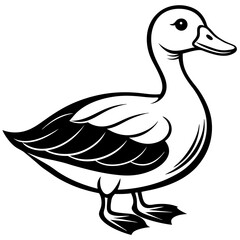 Cute Cartoon Duck silhouette art vector illustration design for kids.