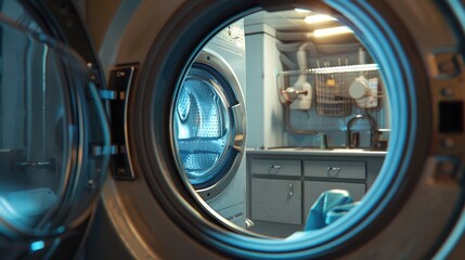 A special picture of the inner world of a washing machine. Generative AI