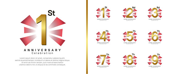 anniversary logo set. vector design golden color can be use for celebration moment
