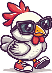 Naklejka premium Funny Chicken Comic Cartoon Mascot Character