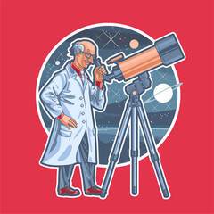 The professor is ready to explore the cosmos.