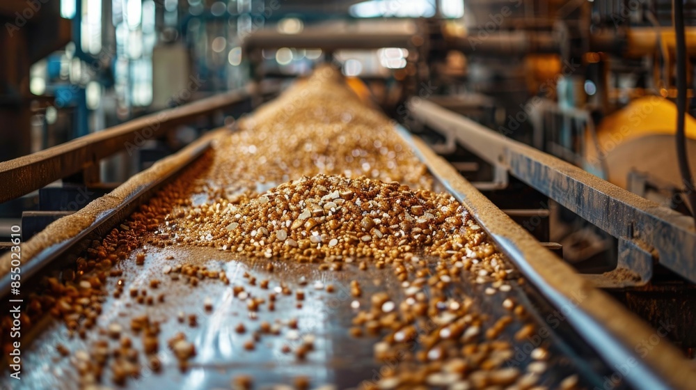 Poster efficient raw material processing with industrial machinery handling and transporting bulk materials