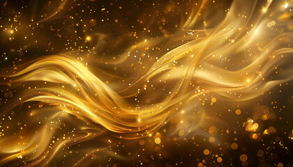 Abstract luxury swirling gold background with gold particle