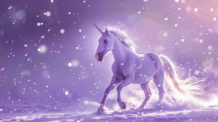 Fototapeta premium White pegasus unicorn in a cliff high above the clouds AI generated