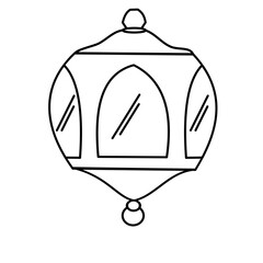 Islamic latern line illustration