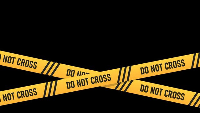 Do Not Cross Barrier Tape animation. Alpha channel, transparent background. 4K resolution