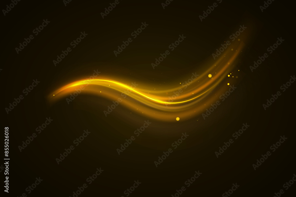 Poster golden line curve light effect png. glowing golden semicircle. abstract effect of light energy movem