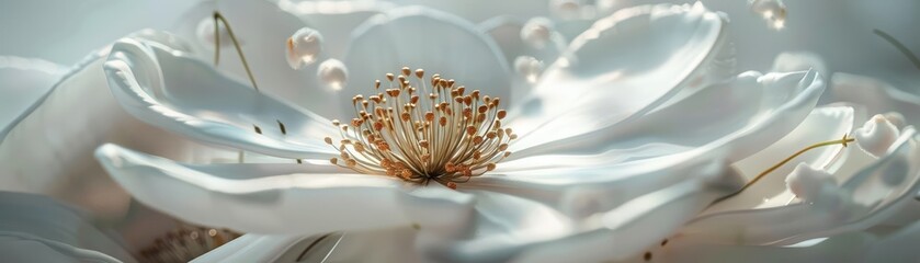 A closeup model of a blooming flower, showcasing delicate petals and stamen