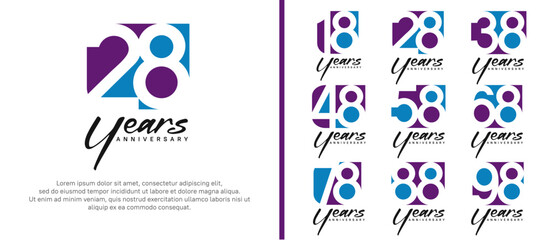 anniversary logo set. vector design purple and blue color can be use for celebration moment