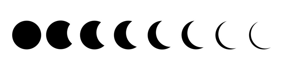 Moon shapes - different vector phases of the moon.