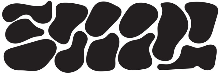 Modern liquid irregular blob shape abstract elements graphic flat style design fluid vector illustration set.