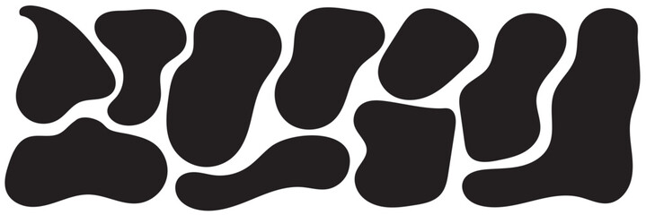 Modern liquid irregular blob shape abstract elements graphic flat style design fluid vector illustration set.