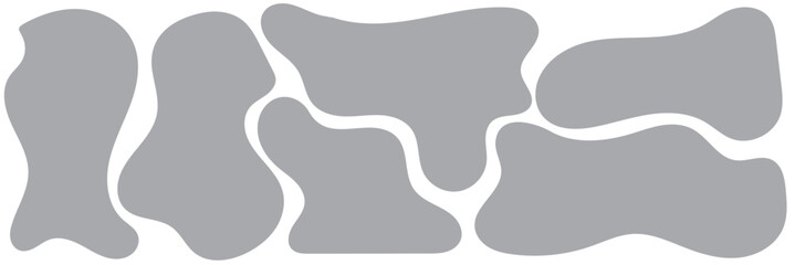 Modern liquid irregular blob shape abstract elements graphic flat style design fluid vector illustration set.