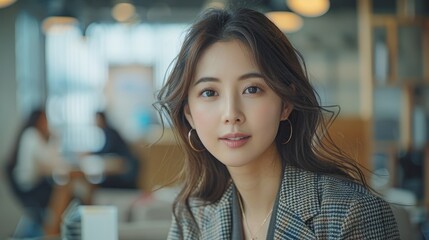 Two young Asian business woman talk, consult, discuss working with new startup project idea presentation analyze plan marketing