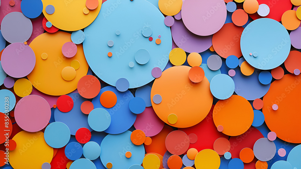 Poster abstract colorful background from plastic caps of different colors and sizes, rainbow multicolor cir