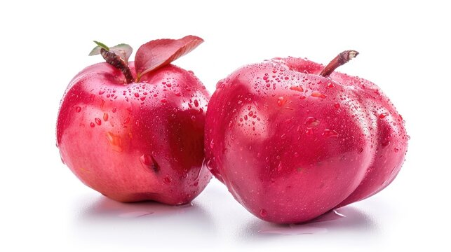 Rose apple isolated on white background in close up
