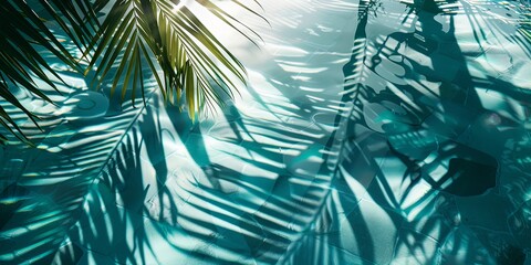 Serene Water Surface with Tropical Leaf Shadows