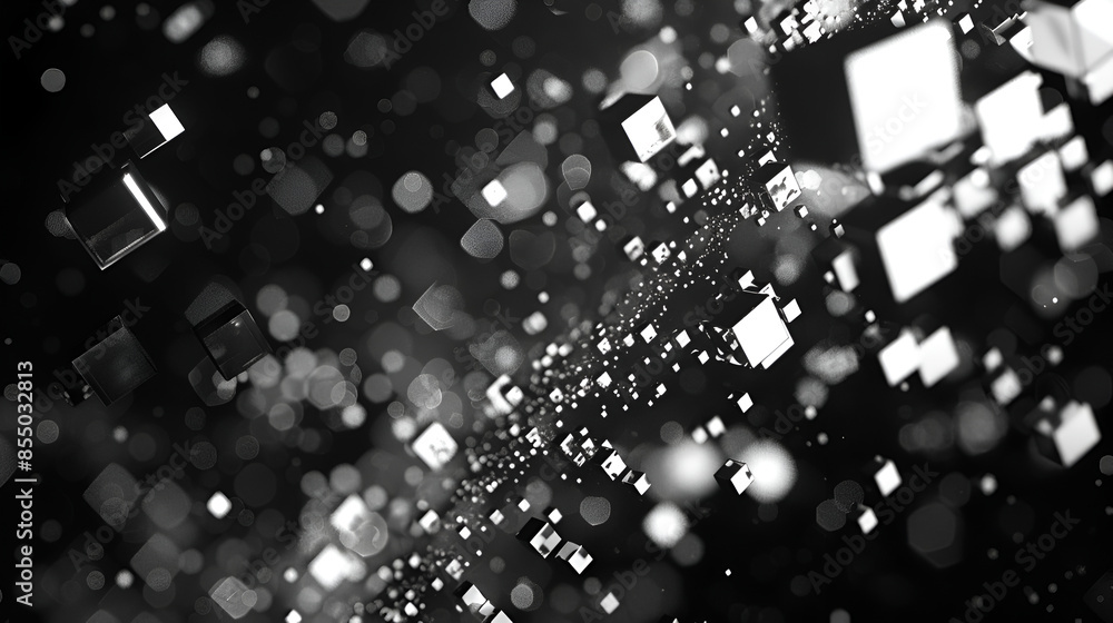 Poster abstract black white snow texture on black background for overlay, colored different circles. backgr