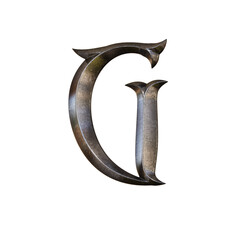 Ancient Metal 3D Alphabet PNG Letters
