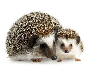 Obraz premium Igel mit baby isoliert auf weißen Hintergrund, Freisteller 