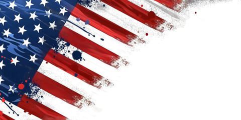 Close up illustrations of independence day American flag on white background, American independence day, patriotism and nationalism concept  copy space.